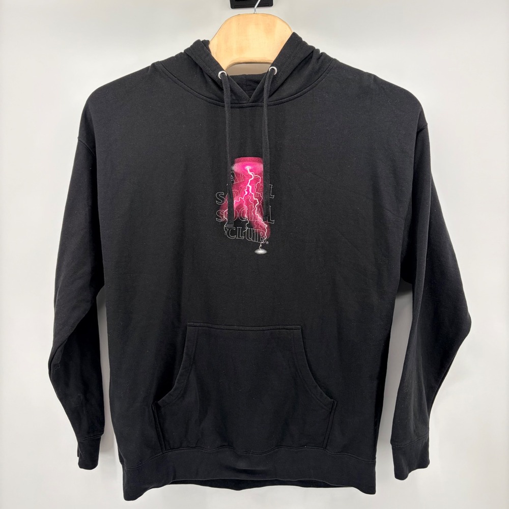 Anti Social Social Club Save Your Tears Hoodie Mens XXL Black Lightning Bolt